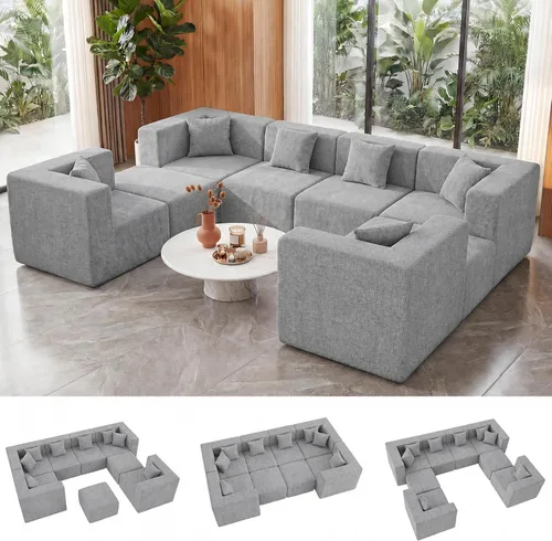 Vista 23 de MONVANE Sofás seccionales deshuesados de gran tamaño de 103 pulgadas para sala de estar, sofá de nube en forma de L de 4 asientos, sofá modular