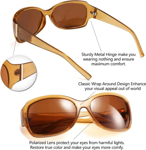 Vista 4 de FEISEDY clásico de gran tamaño polarizado gafas de sol mujeres Wrap Square Shades B2504