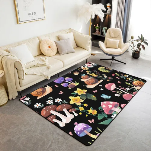 Vista 38 de jejeloiu Cute Mushroom Decor Rugs for Living Room Bedroom for Kids Boys Girls Area Rug 3x5 Botanical Plants Decorative Carpet Cartoon Mushrooms