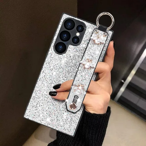 Vista 7 de Guppy Compatible con Samsung Galaxy S23 Bling Stand Case, Luxury Sparkle Bling Funda protectora con soporte y correa de mano, correa de muñeca