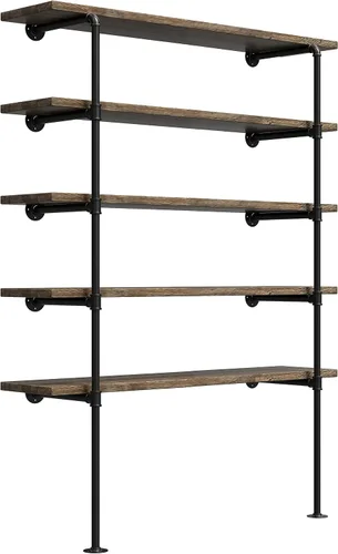 Vista 5 de Estante de tubo de hierro retro industrial para montaje en pared, estantería abierta de bricolaje, soporte colgado, estantes de cocina para mejoras