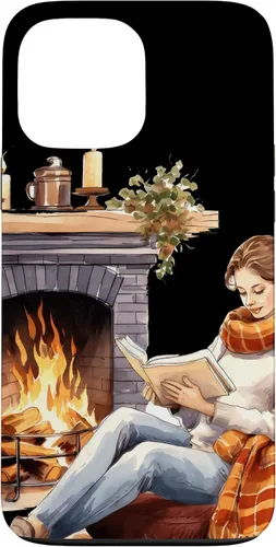 Vista 23 de iPhone 16 Book Reading In Fireplace Reader Bookworm Girls Women Case