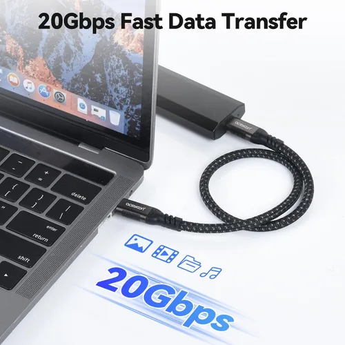 Vista 7 de aceyoon Paquete de 2 cables de carga cortos USBC, cable de alimentación USB