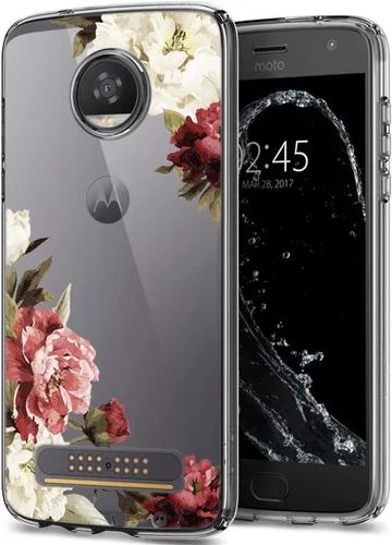 Vista 2 de Funda transparente de TPU para Moto Z2 Play / Z2 Force, cubierta trasera con estampado floral, ultra transparente, delgado, protector con cubierta