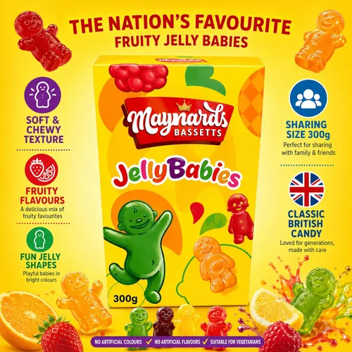Vista 2 de Maynards Bassetts Jelly Babies - Caja de dulces (10.58 oz, 4 unidades)