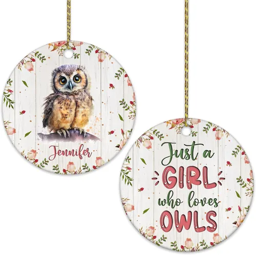 Vista 22 de Hyturtle Adorno de Navidad personalizado para amantes del panda rojo, adorno de cerámica con nombre personalizado de Just A Girl Who Loves Red