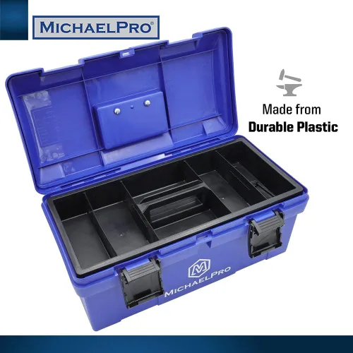 Vista 2 de MichaelPro MP014035 Caja de herramientas de 17 pulgadas Bandeja interior extraíble Estuche de transporte para tornillos, pernos, tuercas