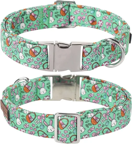 Vista 119 de Lionet Paws Collar de perro de Halloween con corbatín, bonito collar de algodón ajustable con hebilla de metal para perros pequeños, medianos y A