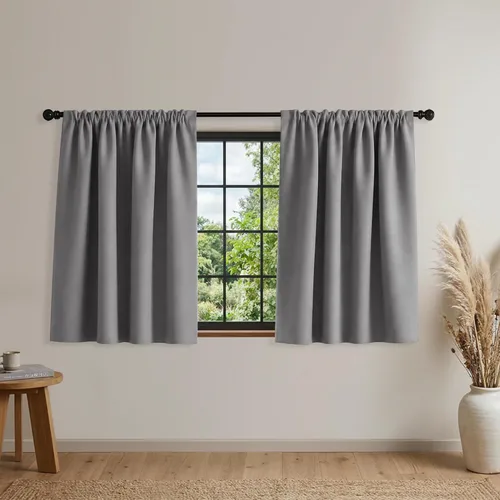 Vista 34 de Mrs.Naturall Cortinas opacas costeras para cocina, oscurecimiento de habitación pequeña, aislamiento térmico, niveles cortos para ventana pequeña