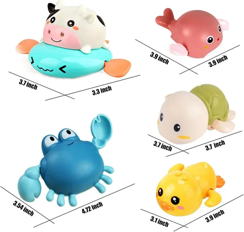 Vista 2 de Juguete de baño, bonito juguete de animales para bañera y piscina, juguetes de baño para bebés de 1 a 3 años, juego de juguetes de baño de agua