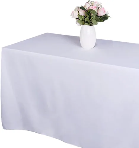 Vista 5 de GFCC Mantel cuadrado de poliéster blanco de 120 x 120 pulgadas. Decoración de mesa para fiestas