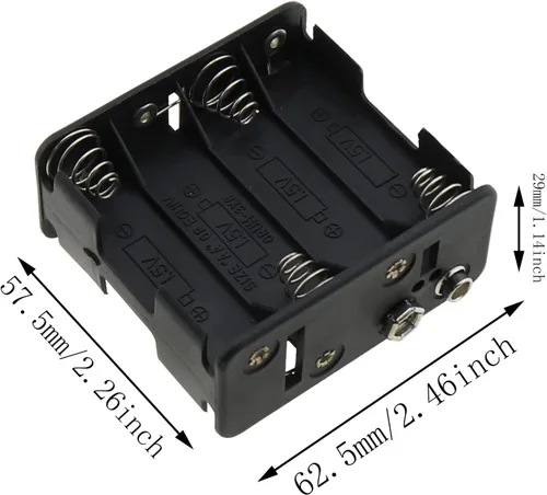 Vista 2 de Soporte de batería, 2 unidades, 8 x 1,5 V, AA espesar, caja de batería con cable tipo T, conector a presión estándar, caja de batería