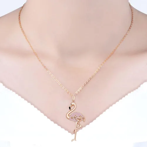 Vista 4 de Flamingo Necklace Halloween Skeleton Cat Necklace Turtle Axolotl Hummingbird Necklaces for Women 925 Sterling Silver Cute Animal Jewelry Christmas