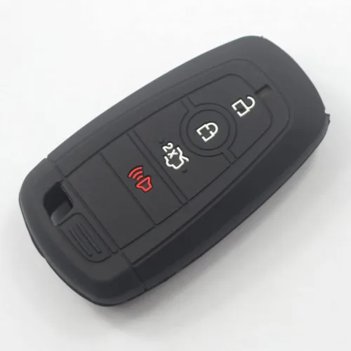 Vista 2 de 2 fundas de silicona de goma negra con 4 botones para llavero inteligente sin llave compatible con Ford Edge Bronco Ranger Escape Explorer Maverick