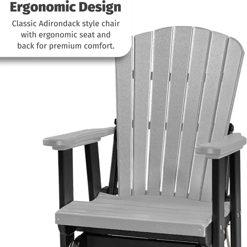 Vista 4 de DutchCrafters Slat Fan Back Poly Adirondack Swivel Glider Outdoor Patio Chair (Black)