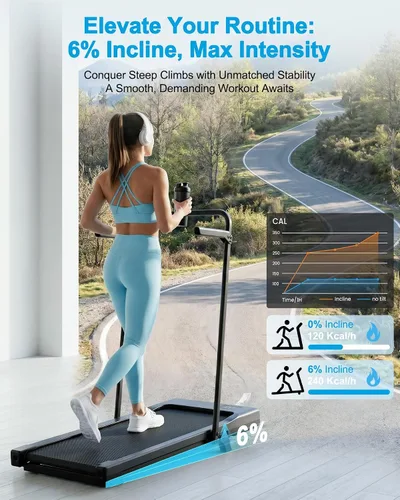 Vista 4 de MJWW 6% Incline Walking Pad with Handle bar, Smart AI App Control for Home