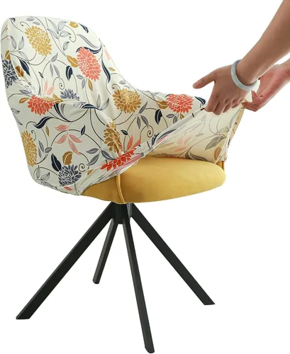 Vista 14 de Iauddy Funda de Silla Giratoria de Acento para Comedor para Oficina, Funda Elástica para Silla de Escritorio de Oficina de Respaldo Medio Protector