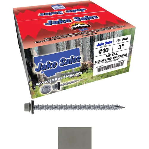 Vista 233 de Tornillos para techos de metal gris ABC 10 x 1 - Cabezal hexagonal - Arandela EPDM - Arandela de arranque automático/roscado - 1 bolsa - 250