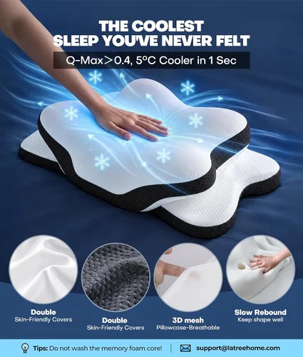 Vista 5 de Almohadas de espuma de memoria que duerme dulce, almohada ergonómica inodoro del cuello del contorno Blanco