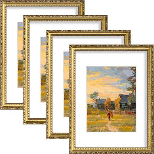 Vista 30 de eletecpro 8x10 Vintage Picture Frame, Glass Cover, Gold, 4-Pack Dorado