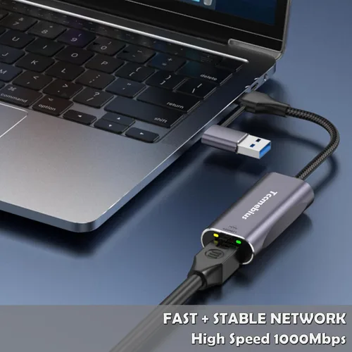 Vista 2 de Adaptador Ethernet USB, 2 en 1 USB C/USB 3.0 a RJ45 1000Mbps Gigabit Ethernet Adaptador de red LAN para MacBook Pro/Air, iPad Pro, iPhone15/15Pro