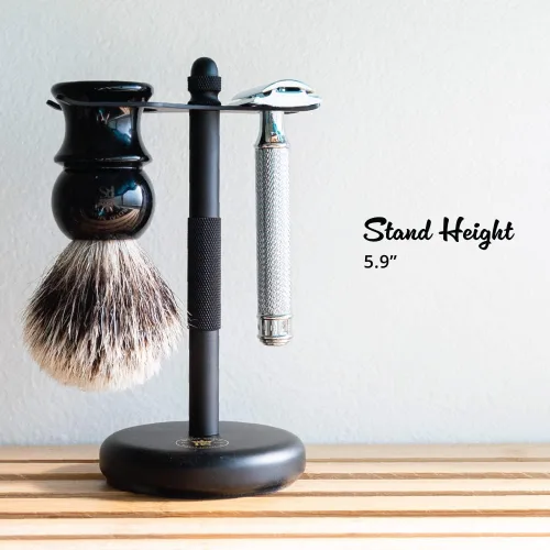 Vista 6 de RoyalShave - Soporte para afeitar y cepillo de seguridad, con recubrimiento en polvo, color negro