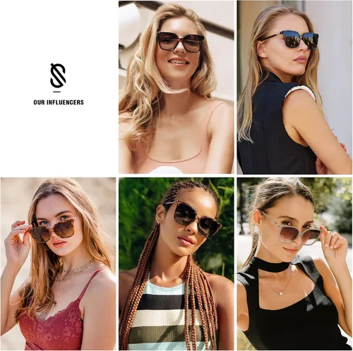 Vista 2 de SOJOS Gafas de sol cuadradas de moda para mujer, lentes de protección UV para mujer, gafas de sol SJ2196