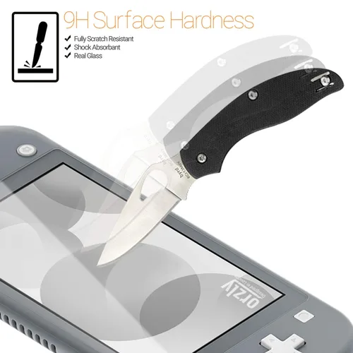 Vista 3 de Orzly Screen Protector for Nintendo Switch Lite 2019 Model [4 Pack] Tempered Glass Screen Protectors. No Bubbles Easy Installation Anti Scratch