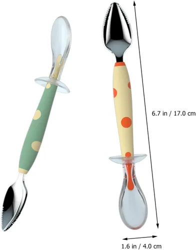 Vista 3 de Toddmomy Cucharas de pomelo medio dentado cítrico cucharas de postre vintage cucharas de postre cuchara dentada vajilla de comida para bebés