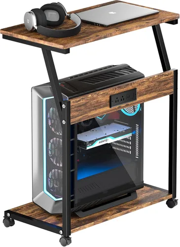 Vista 9 de FANXIYQ Soporte de torre para computadora con estación de carga, carrito