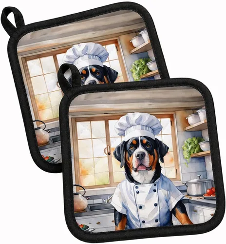 Vista 107 de Caroline's Treasures Coton de Tulear El Chef Par de Agarraderas de Ollas de Cocina Resistentes al Calor Juegos de Agarraderas de Ollas Almohadillas