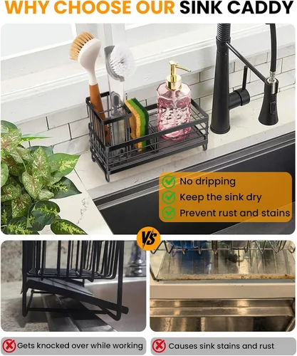 Vista 3 de Organizador de fregadero de cocina con bandeja de fregadero de piedra de diatomita absorbente de agua, organizador de fregadero de secado rápido