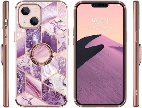 Vista 9 de i-Blason Cosmo Snap - Funda diseñada para iPhone 13 de 6.1 pulgadas (versión 2021), delgada con soporte de anillo giratorio de 360° integrado Ameth