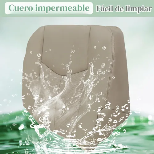 Vista 6 de Priprilod Funda de asiento de repuesto inferior del lado del conductor de cuero de microfibra perforado color tostado #152 compatible con Cadillac