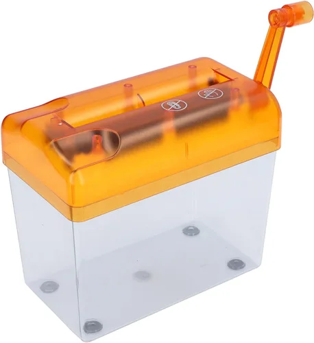 Vista 5 de Papel de mano manual, papel de manivela, capacidad de 1 litro de corte recto, mini herramienta de corte de papel de documentos manuales (naranja)