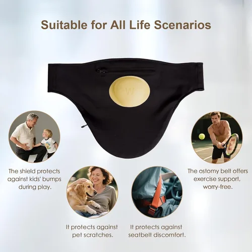 Vista 6 de New Ostomy Belt with Stoma Guard and 50 Pairs of Stickers Ostomy Bag Covers for Men and Women