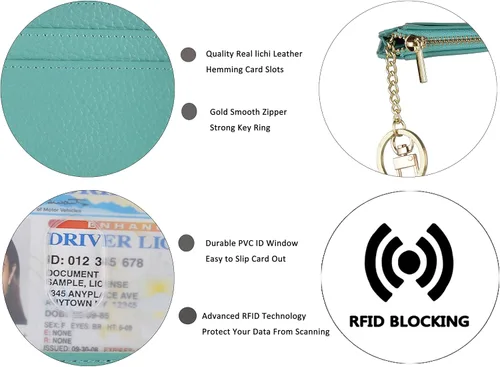 Vista 3 de Monedero delgado con bloqueo RFID, con bolsillo frontal para monedas, tarjetero, para mujer