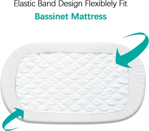 Vista 2 de Funda de colchón para moisés, se adapta a 18 x 30 pulgadas Halo Moisés Giratorio Fits Halo Bassinet Flex, Glide, Premiere & Luxe Series Sleeper, 2