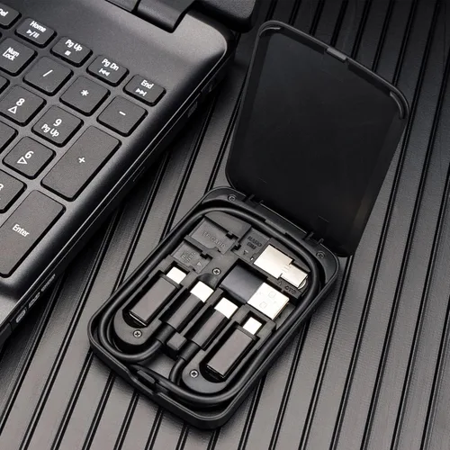 Vista 9 de Tarjeta de Cable Multifuncional Compacta con Cable USB-C de 22" y Kit de Adaptador USB A/Micro-USB/Lightning/OTG, Caja de Almacenamiento