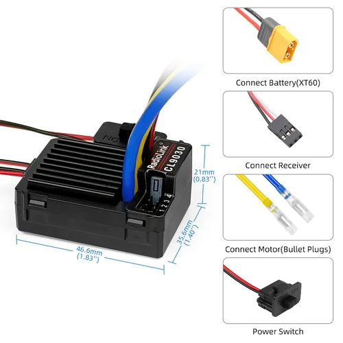 Vista 5 de Radiolink CL9030 90A 2S-4S RC cepillado ESC impermeable 5A BEC 5.5V/7.5V Controlador electrónico de velocidad para RC Crawler Tank Truck Car Boat