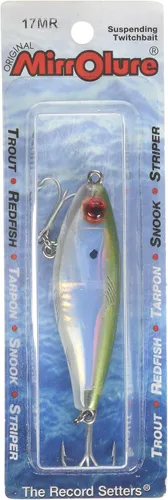Vista 4 de MirrOLure Mirrolure 17 Mr Mirrodine Suspend Twitchbait Silver 25 8 in 3 Oz Rojo Bk/Blanco/Plata