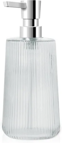 Vista 8 de Dispensador de Jabón de Vidrio para Baño, Dispensador de Jabón de 250ml/8.5oz para Cocina con Bomba, Dispensador de Jabón de Mano Estilo Rayas