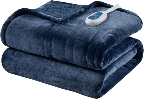 Vista 41 de Beautyrest Manta térmica, manta eléctrica, suave, cálida y reversible, manta térmica Sherpa para oficina, sofá, 3 ajustes de calor, apagado