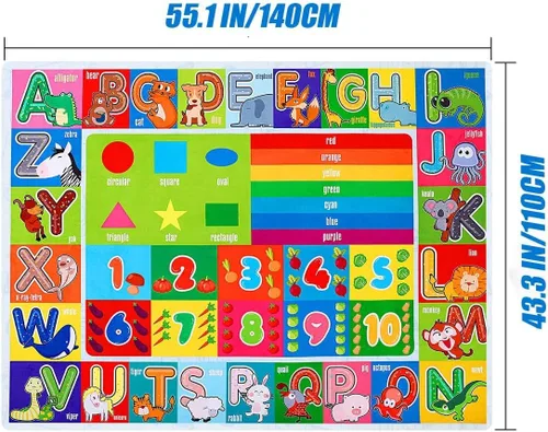 Vista 3 de IMIKEYA Alfombra educativa para niños, colección de juegos ABC, números y formas, alfombra de juego para niños, alfombra de juego para sala