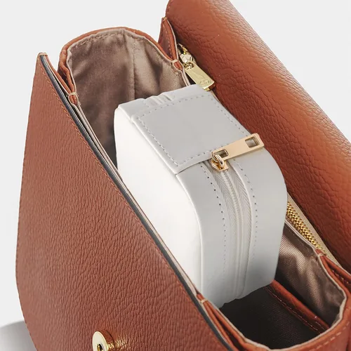 Vista 6 de Joyero de viaje con espejo, estuche de viaje, organizador de viaje de joyería, estuche de viaje de piel sintética, estuche de joyería de viaje