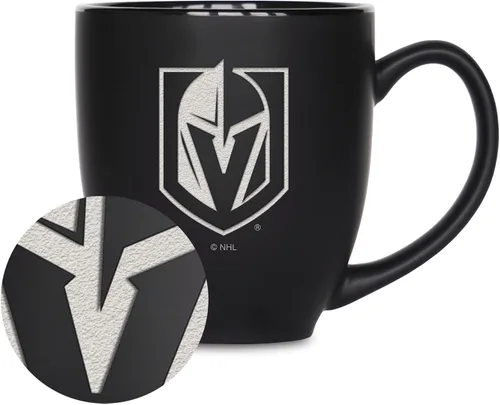 Vista 39 de Rico Industries NHL Hockey - Taza bistró de cerámica negra mate de 15 onzas