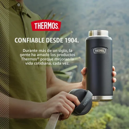 Vista 8 de THERMOS ICON SERIES - Botella de agua con tapa superior de rosca, 40 onzas, sillín - Botella de agua de acero inoxidable aislada al vacío con tapa