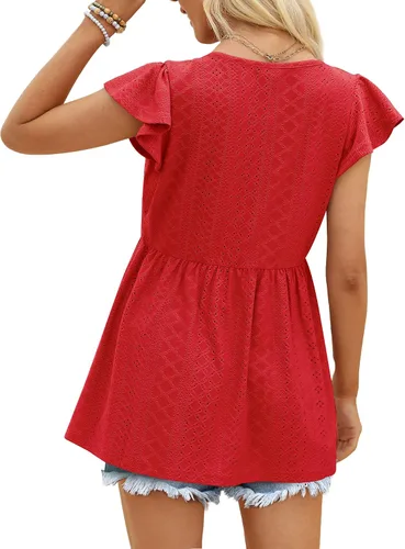 Vista 4 de NIASHOT Camisetas para mujer, lindas babydoll casual, peplum holgado, túnica