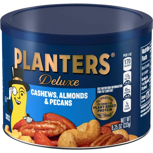 Vista 4 de Planters Select Anacardos (Mezcla de nueces de almendras y nueces pecanas, lata de 8.25 onzas) Nueces mixtas: anacardos, almendras, nueces