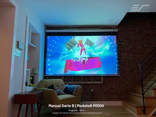 Vista 2 de Pantalla retráctil para proyector, de la marca Elite Screens, 120 pulgadas, diagonal 4:3 Blanco